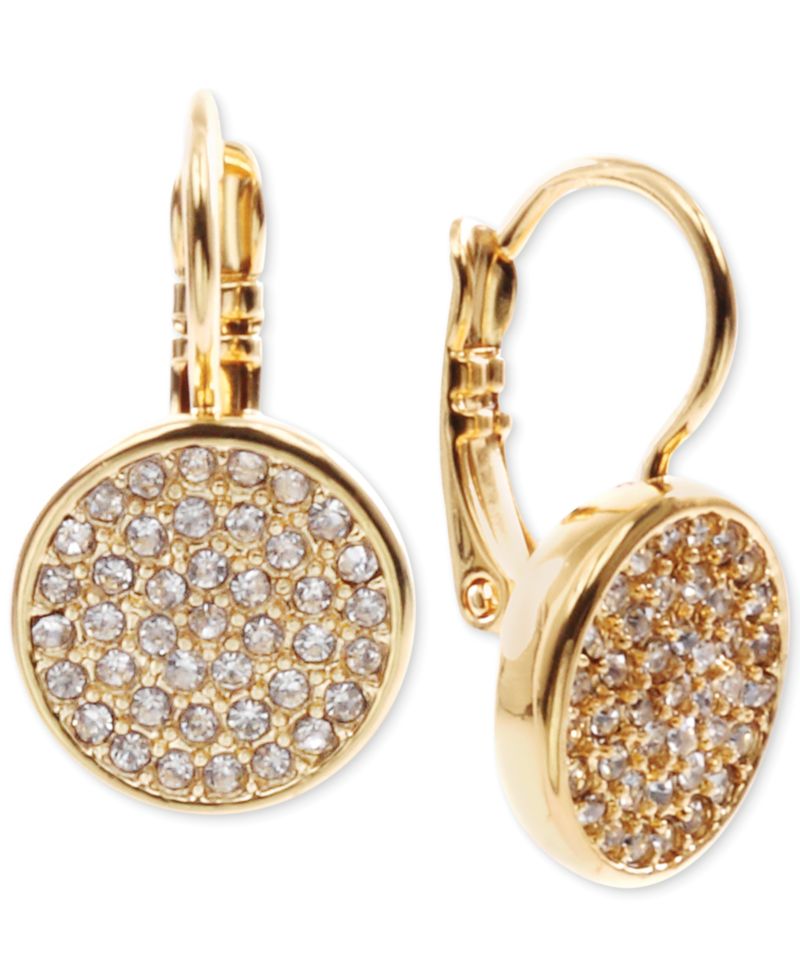 Crystal Pav&eacute; Disc Drop Earrings