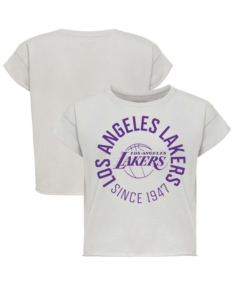 Women's Gray Los Angeles Lakers Cropped Genuine Issue Collection Alana T-Shirt
