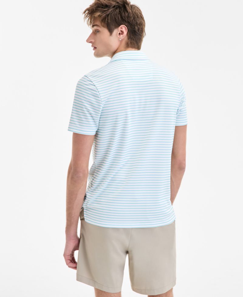 Men’s Classic-Fit Stripe Print Performance Golf Polo Shirt