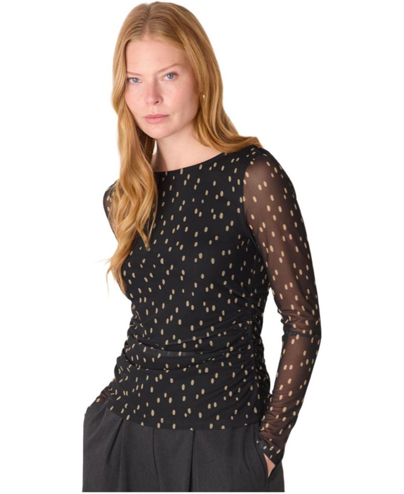 Women's Spot Print Mesh Jersey Top