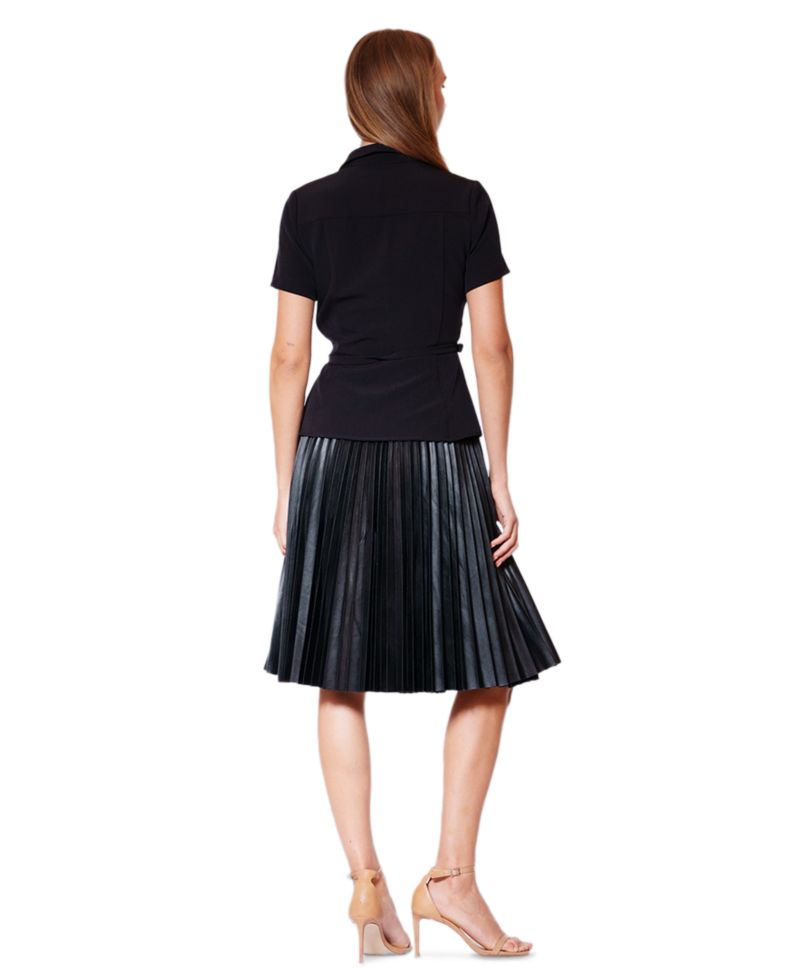 Women's Collared Pleated Skirt Short Dress