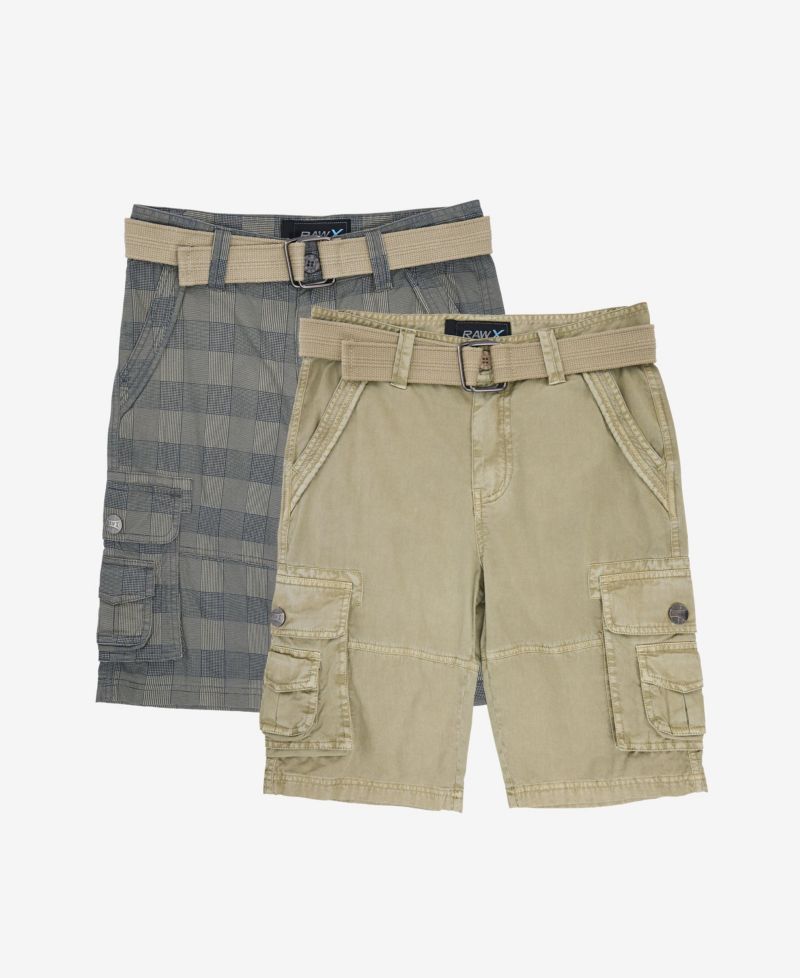 Boy's 2 Pack Combo Belted Twill Cargo Shorts