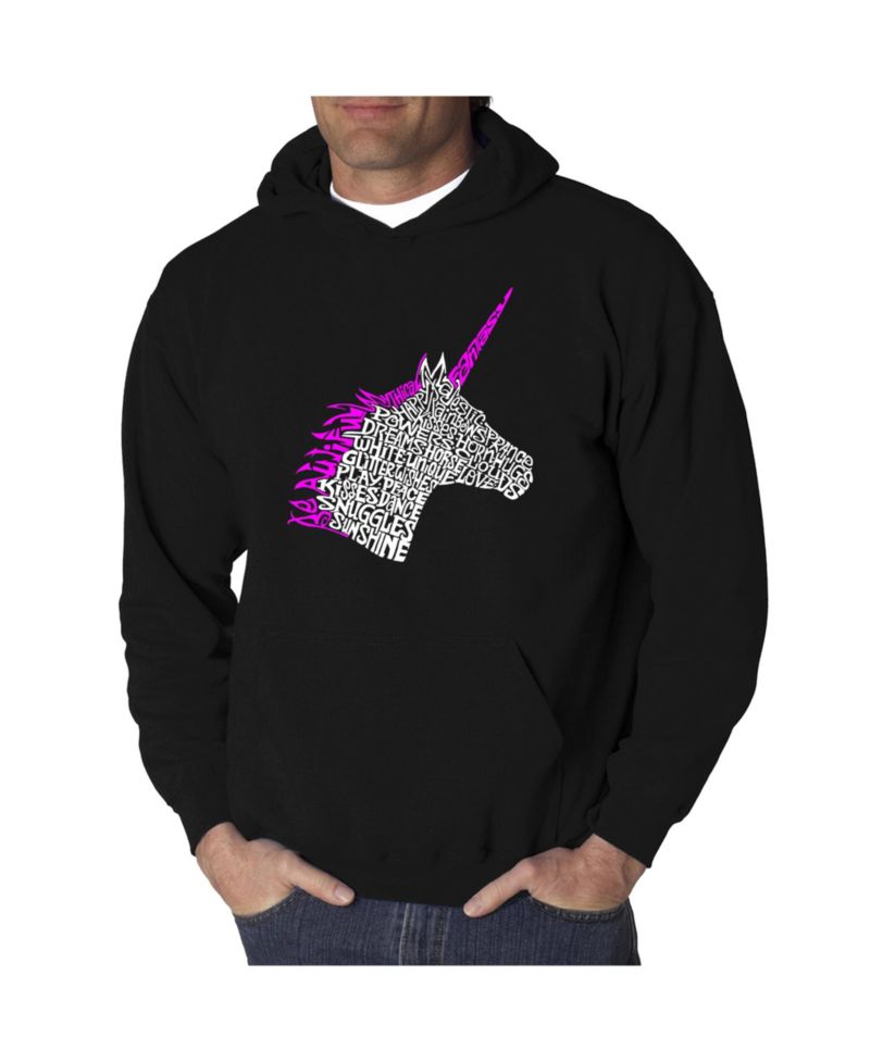 Men's Word Art Hooded Sweatshirt - Unicorn