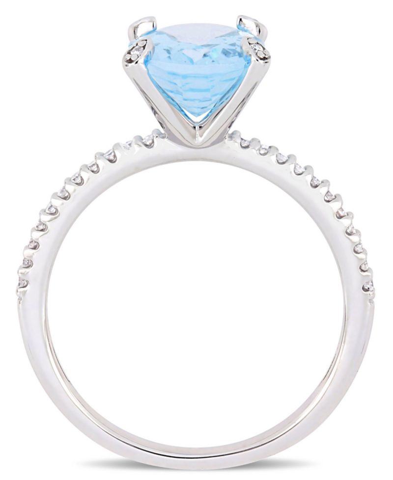 Blue Topaz (3-3/4 ct.t.w.) and Diamond (1/10 ct.t.w.) Ring in 10k White Gold