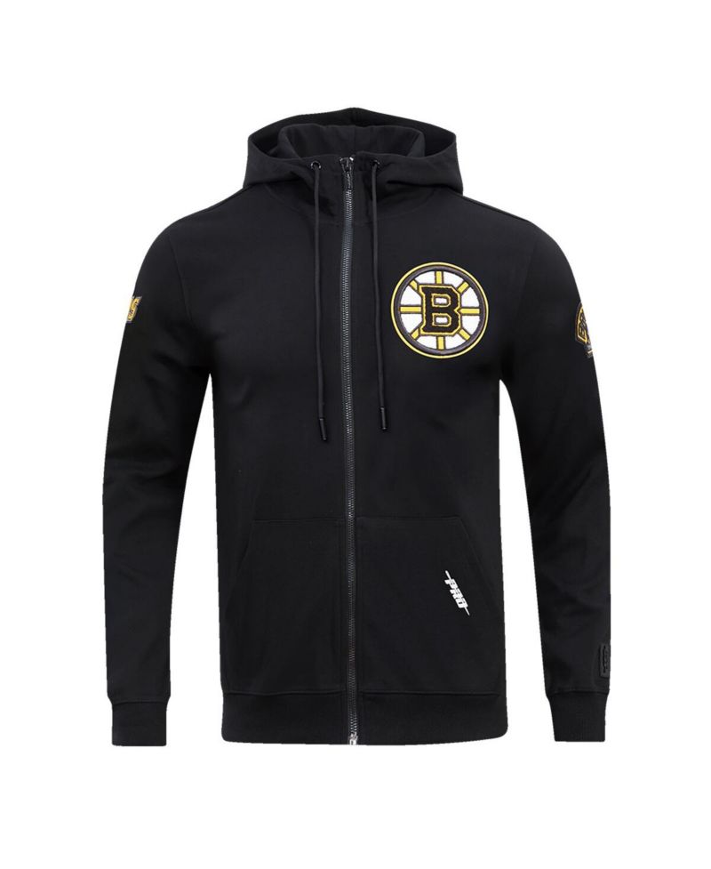 Men's Black Boston Bruins Classic Chenille Full-Zip Hoodie Jacket