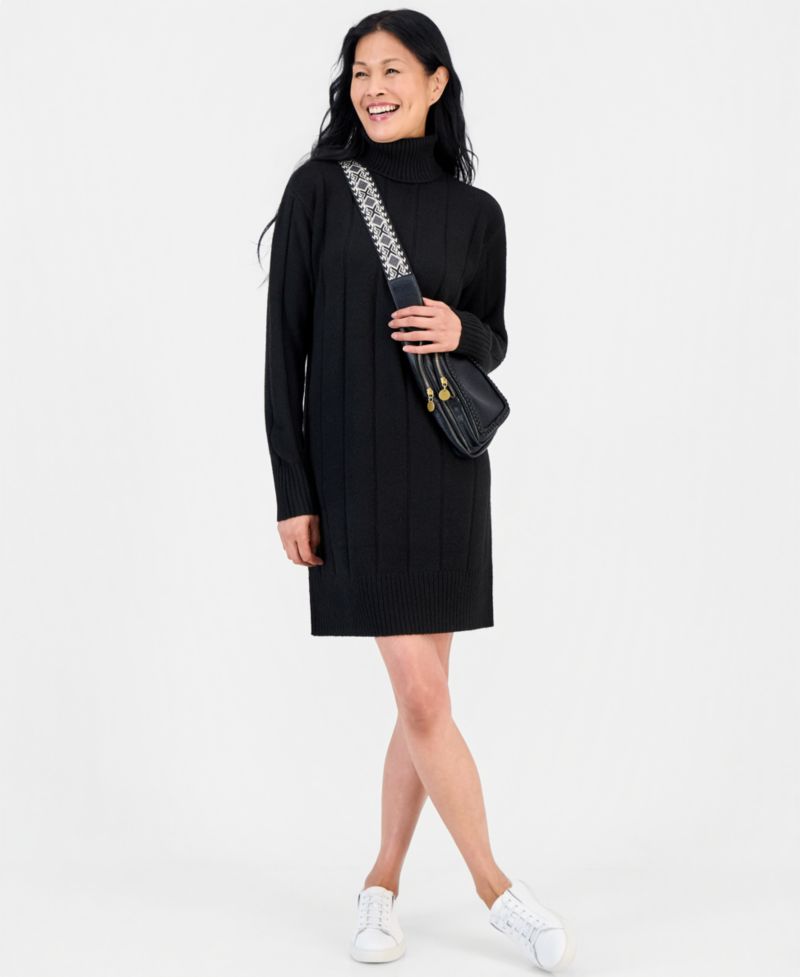 Petite Luxsoft Long-Sleeve Turtleneck Sweater Dress, Macy's Exclusive