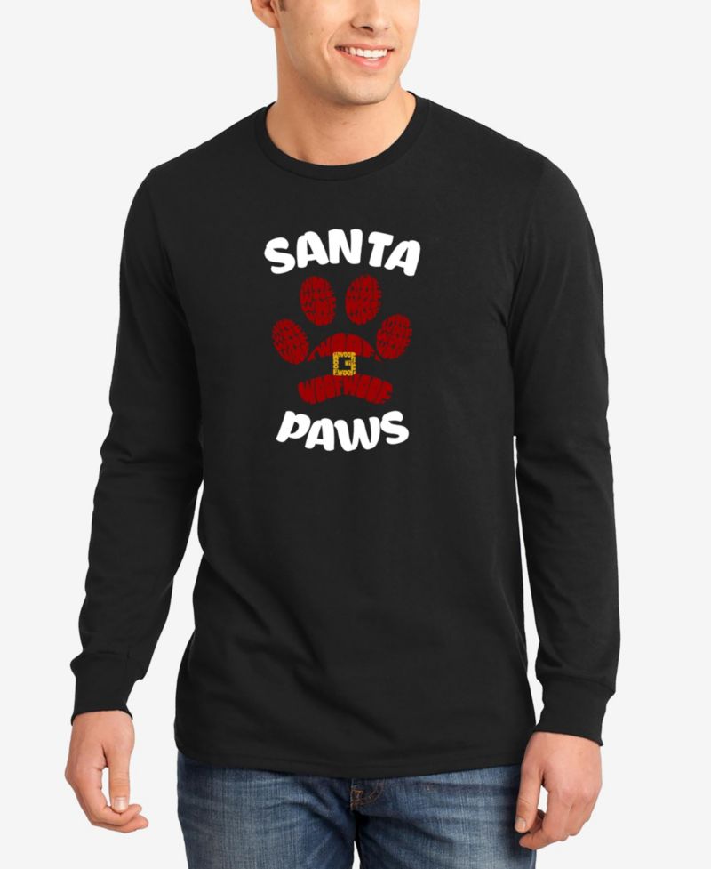Men's Santa Paws Word Art Long Sleeve T-Shirt