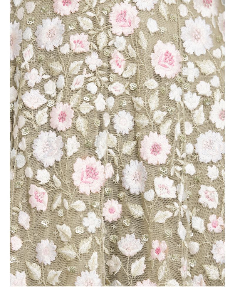 Women's Ethereal Blooms Cape Sleeve Ankle Gown