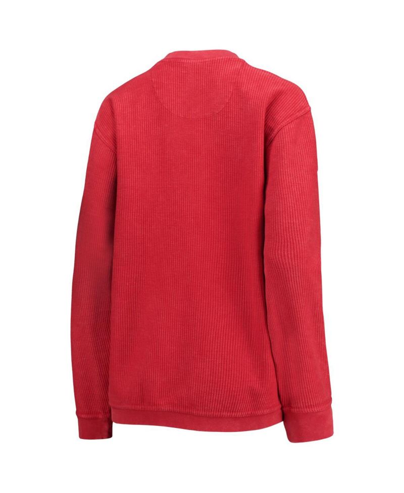 Women's Red Georgia Bulldogs Comfy Cord Vintage-Like Wash Basic Arch Pullover Sweatshirt