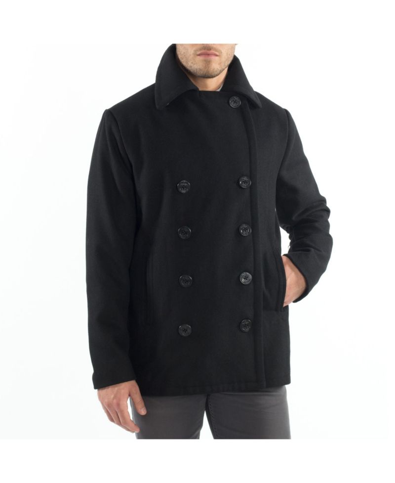 Mason Mens Wool Blend Pea Coat Jacket Double Breasted Dress Coat