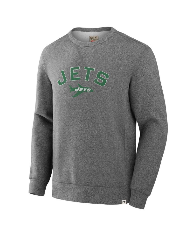 Men's Heather Gray New York Jets Loop Terry Pullover Sweatshirt