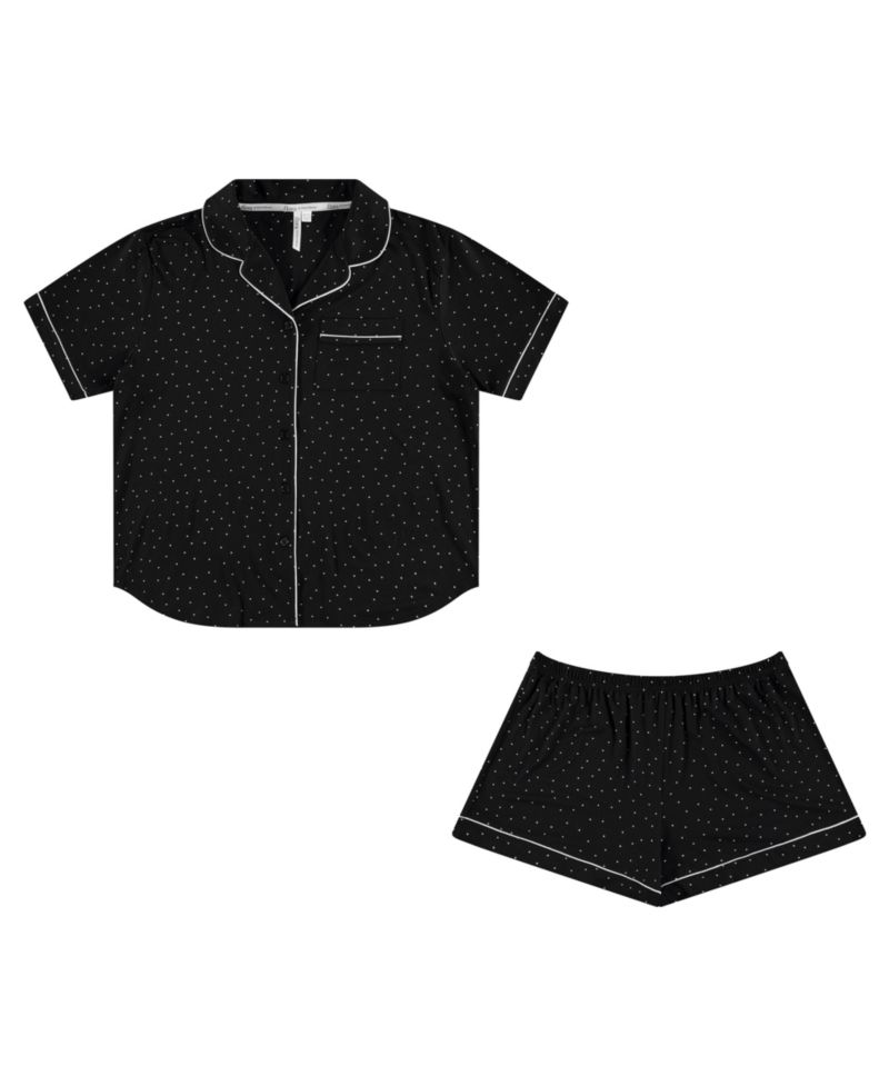 Women's Gabriella Notch Collar Shirt and Pajama Shorts, 2-Piece Set