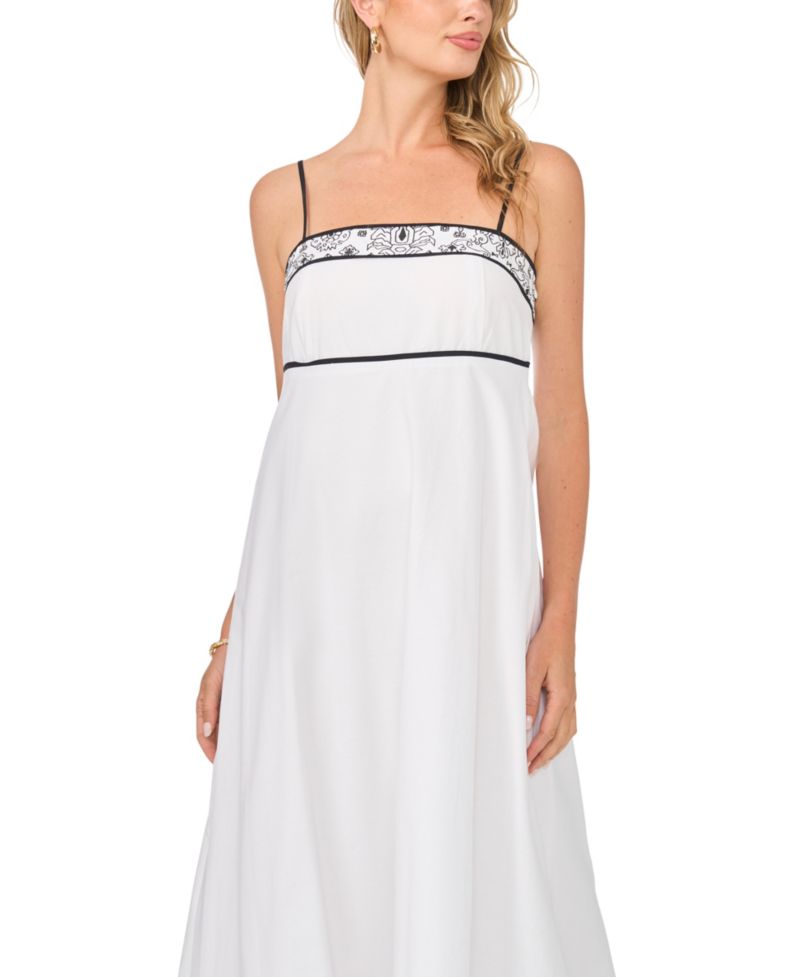 Women's Square Neck Spaghetti Strap Midi Dress