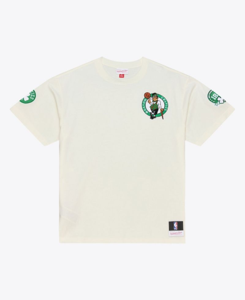 Men's Cream Boston Celtics Hardwood Classics Chainstitch Premium T-Shirt
