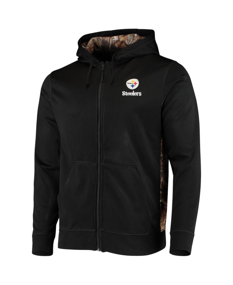 Men's Black, Realtree Camo Pittsburgh Steelers Decoy Tech Fleece Full-Zip Hoodie