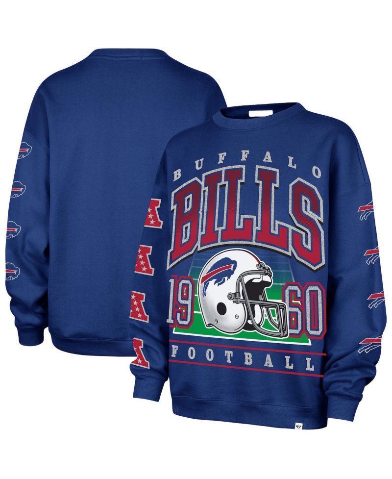 Women's Royal Buffalo Bills Go Big Oversized Pullover Sweatshirt