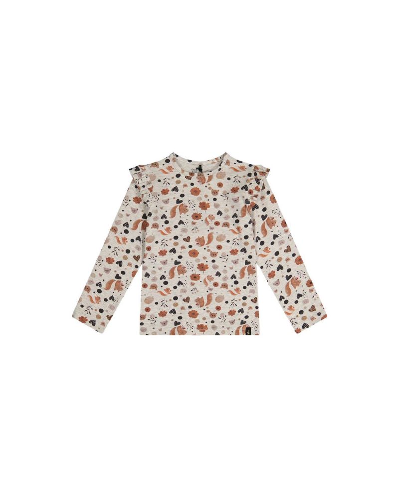 Big Girls 6-14 Long Sleeve Organic Cotton T-Shirt with Squirrel Print