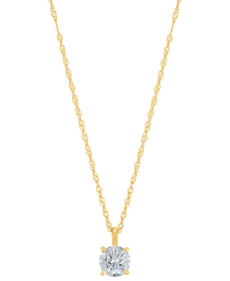 Diamond Solitaire 18" Pendant Necklace (1/2 ct. t.w.) in 14k Gold