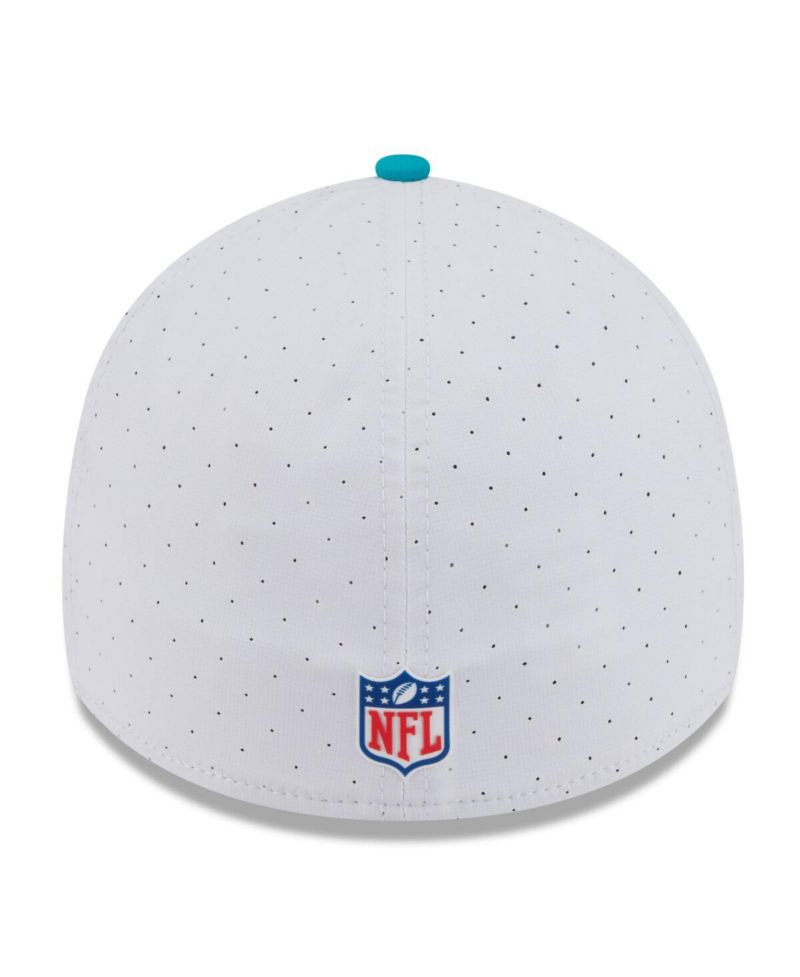 Men's White/Aqua Miami Dolphins 2025 NFL Training Camp 39THIRTY Flex Hat