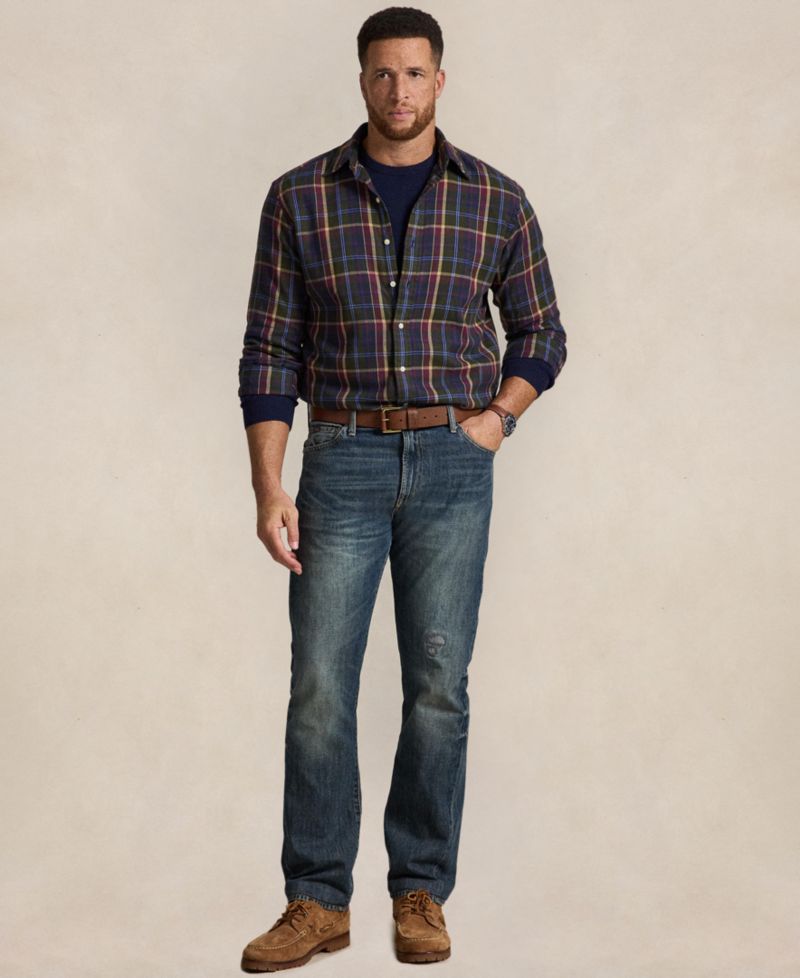 Men's Big & Tall Plaid Brushed Flannel Button-Down Shirt