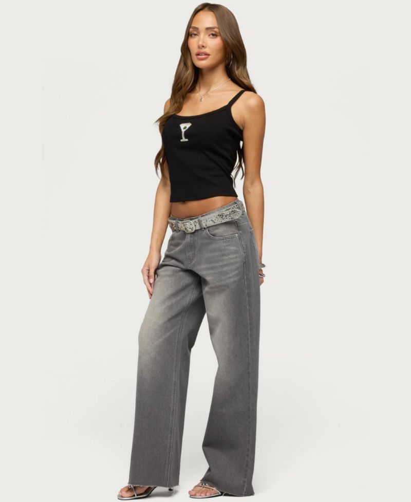 Women's Martini Babe Cropped Ribbed Scoop Neck Tank Top