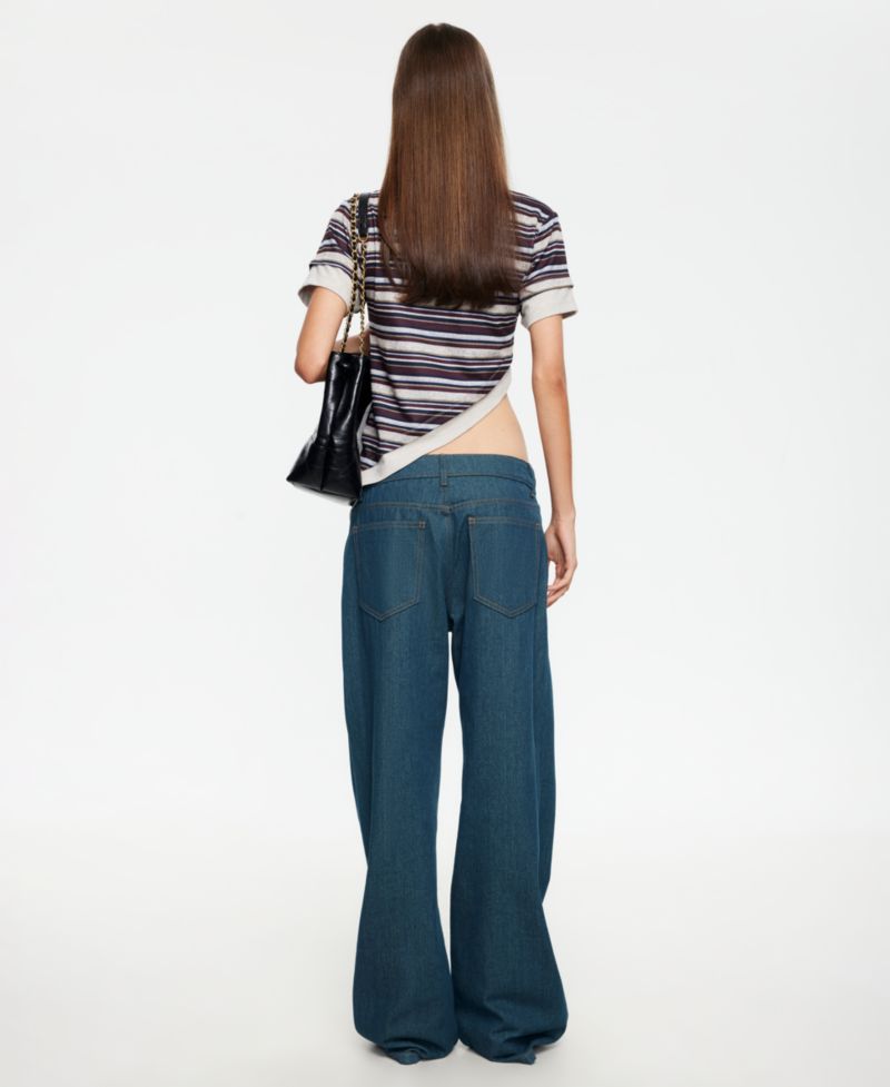 Women's Vintage-Inspired Stripe Asymmetric Crewneck Top