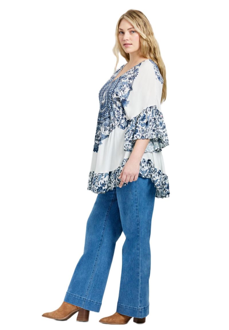 Women's Plus Size Frankie Frill Detail Tunic