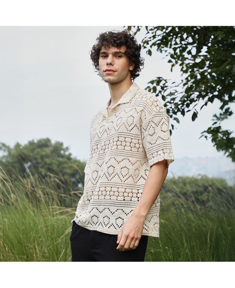 Men's Off-White Bohemian Oversized Polo T-Shirt