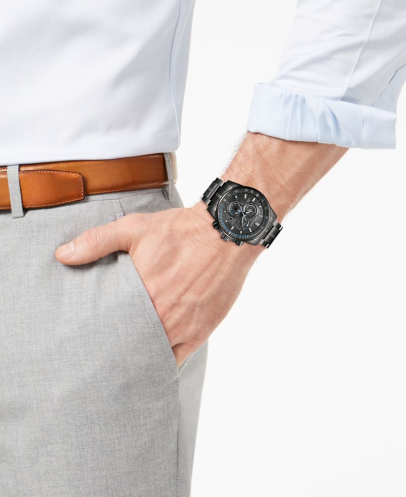 Eco-Drive Men's PCAT Gray Stainless Steel Bracelet Watch 43mm