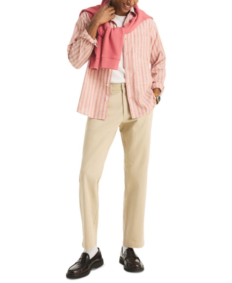 Men's Textured Strip Long-Sleeve Shirt