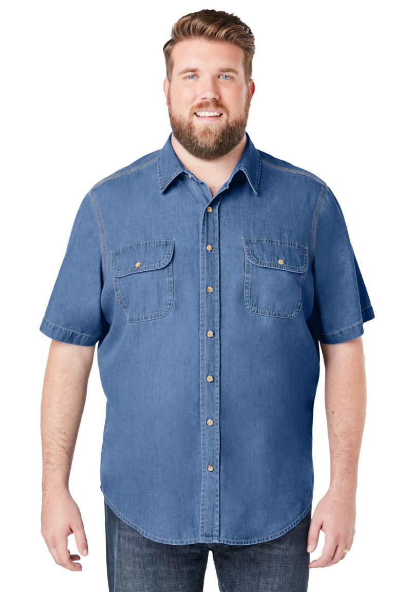 Tall by KingSize Short Sleeve Denim and Twill Shirt