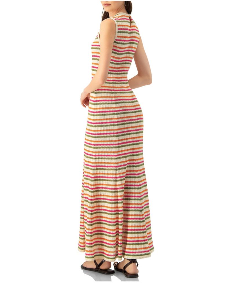 Women's Sleeveless Striped Knit Maxi Dress