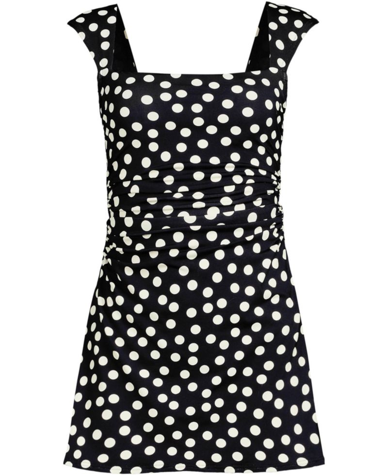 Women's Smoothing Square Neck Ruched Swim Dress Swimsuit