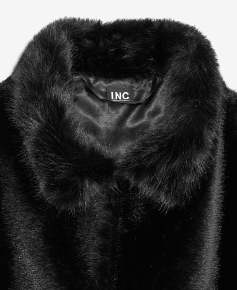 Women's Faux-Fur Curve Topper with Faux-Fur Collar