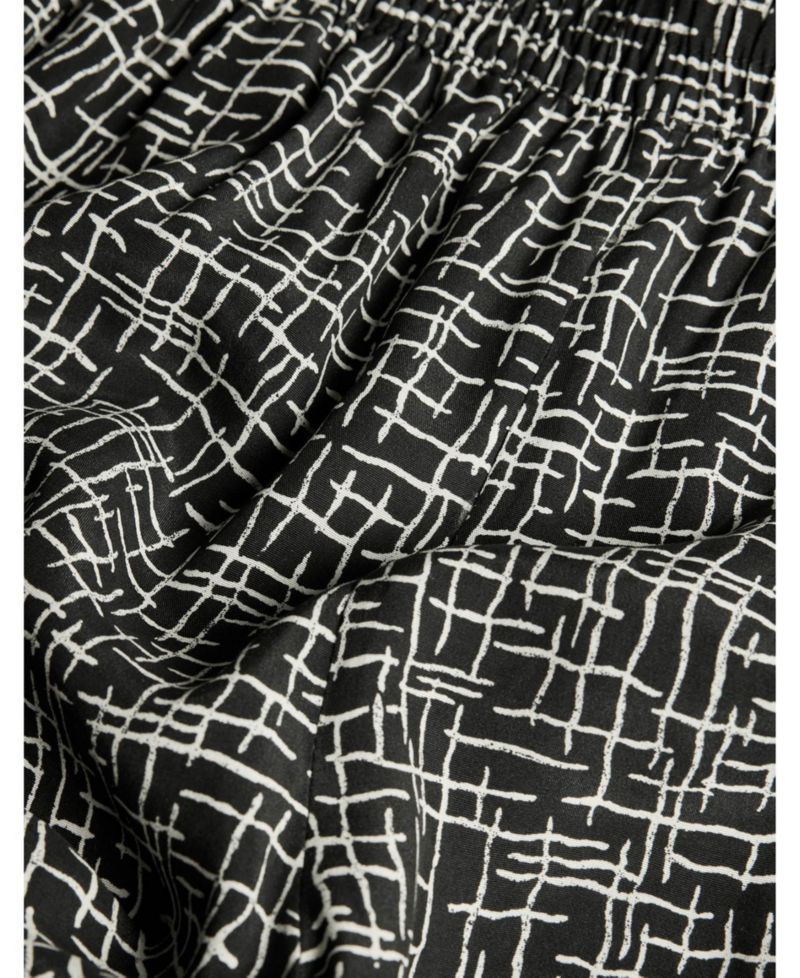 Women's Woven Grid Crop Wide-Leg Trouser