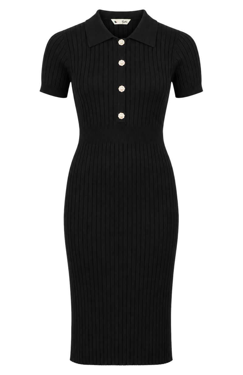 Women's Fitted Rib Knitted Midi Dress