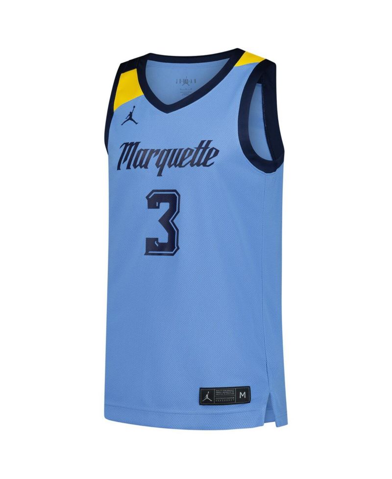 Men's 3 Blue Marquette Golden Eagles Replica Basketball Jersey