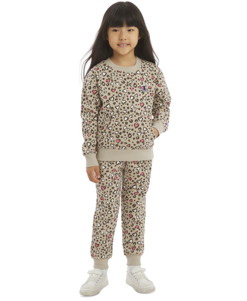 Girls' 4-6X Leopard-Print Sweatshirt and Joggers, 2-Piece Set