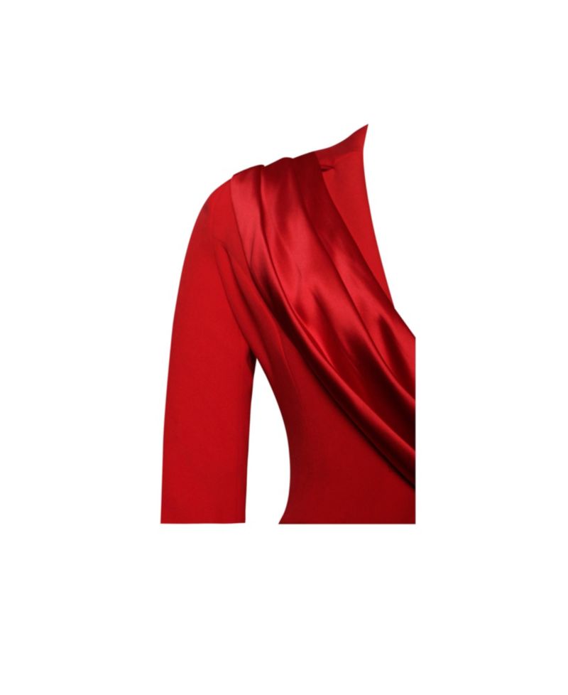 Women's Vandra Red Draping Blazer Jacket