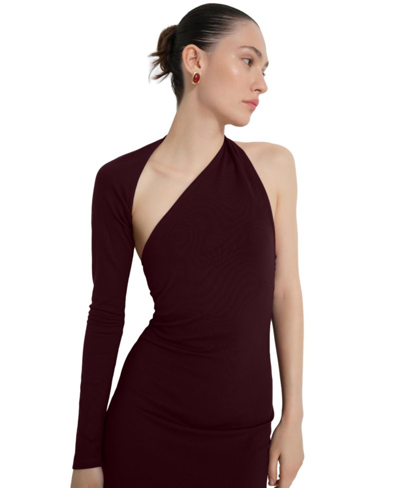 Women's Manhattan One-Shoulder Long-Sleeve Mermaid Evening Gown