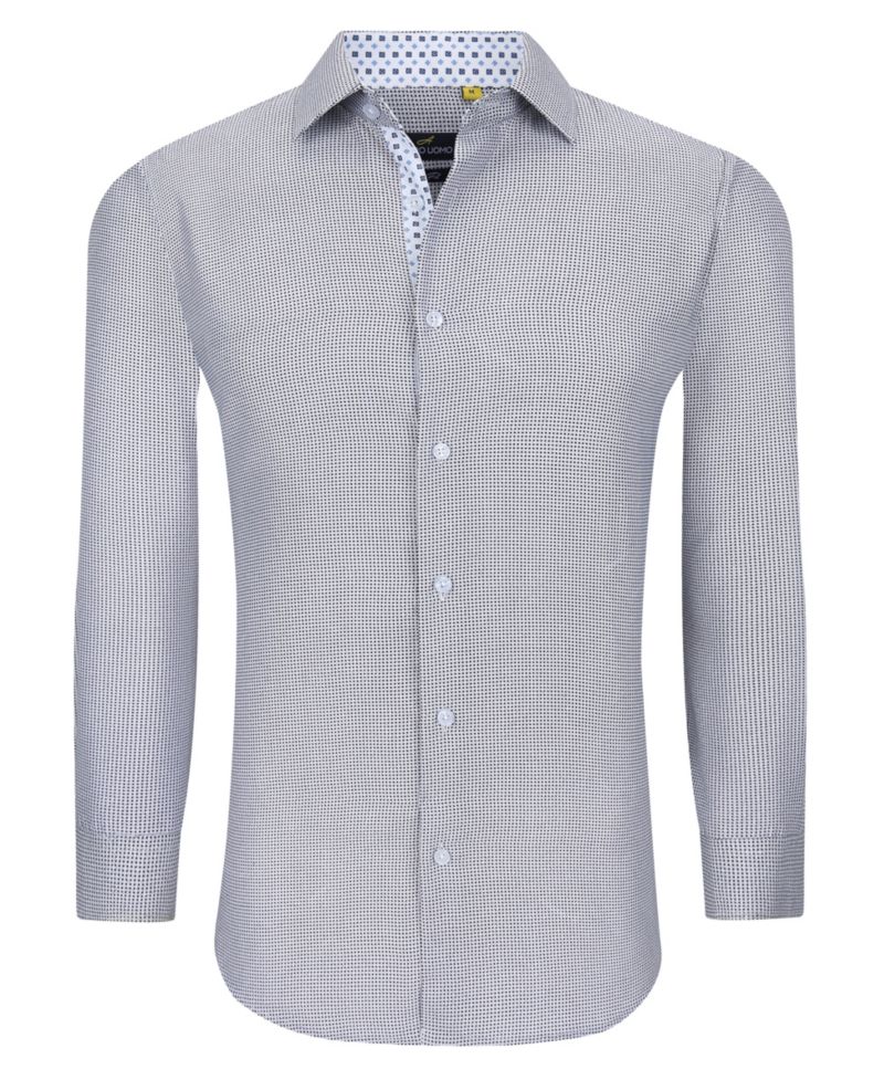 Men's Business Geometric Long Sleeve Button Down Shirt