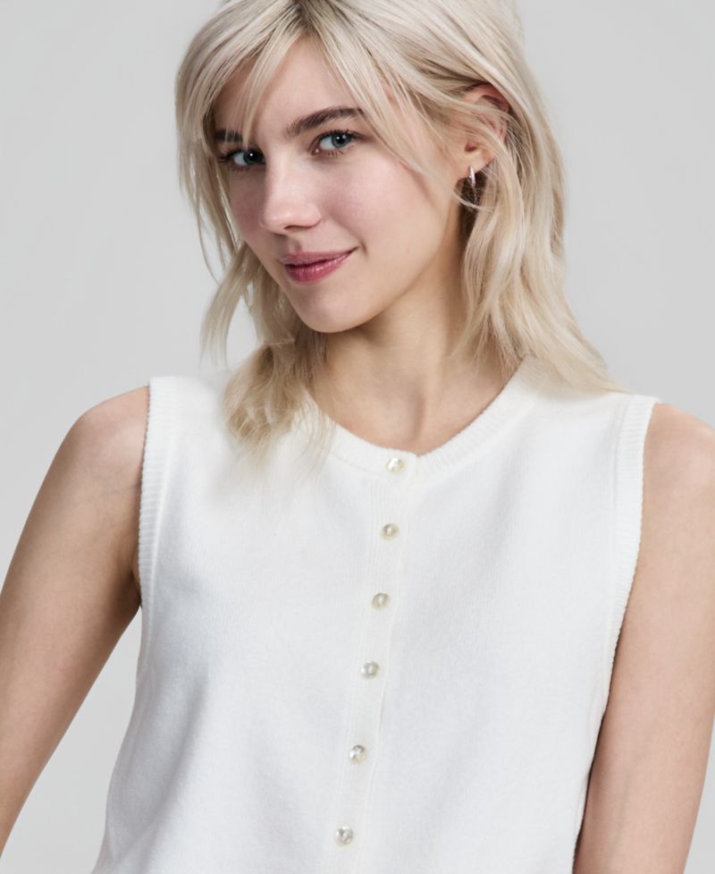 Women's Button-Front Crewneck Vest