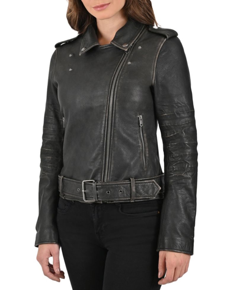 Women's Women s Sheep Crack Leather Jacket