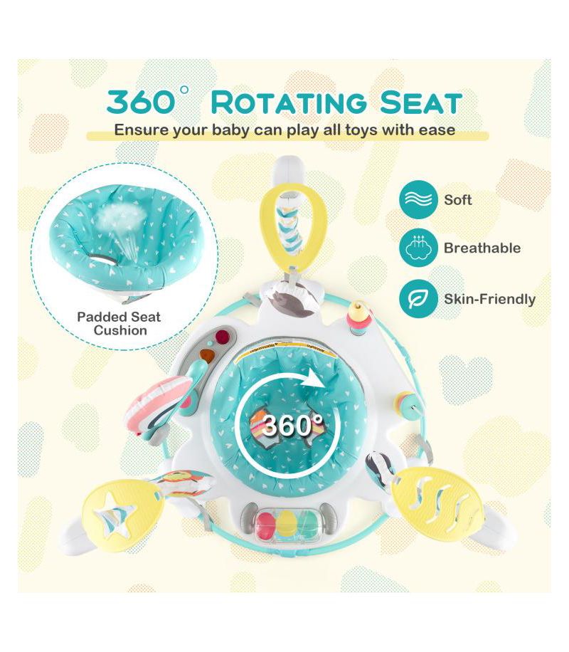 Height Adjustable Baby Activity Center with Interactive Toys and Bouncing Seat