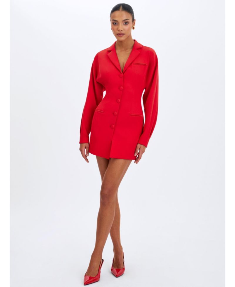 Women Blythe Cherry Red Batwing Blazer Mini Dress