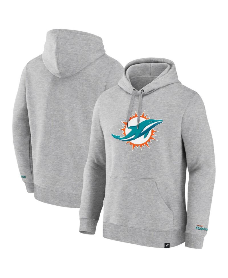 Men's Heather Gray Miami Dolphins Legacy Fleece Pullover Hoodie