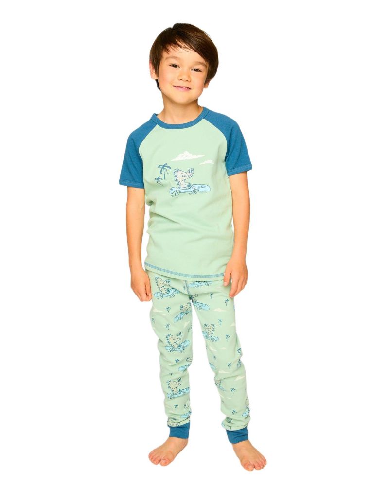 Baby Boys Cotton Two-Piece Pyjama Set Crocodile Print