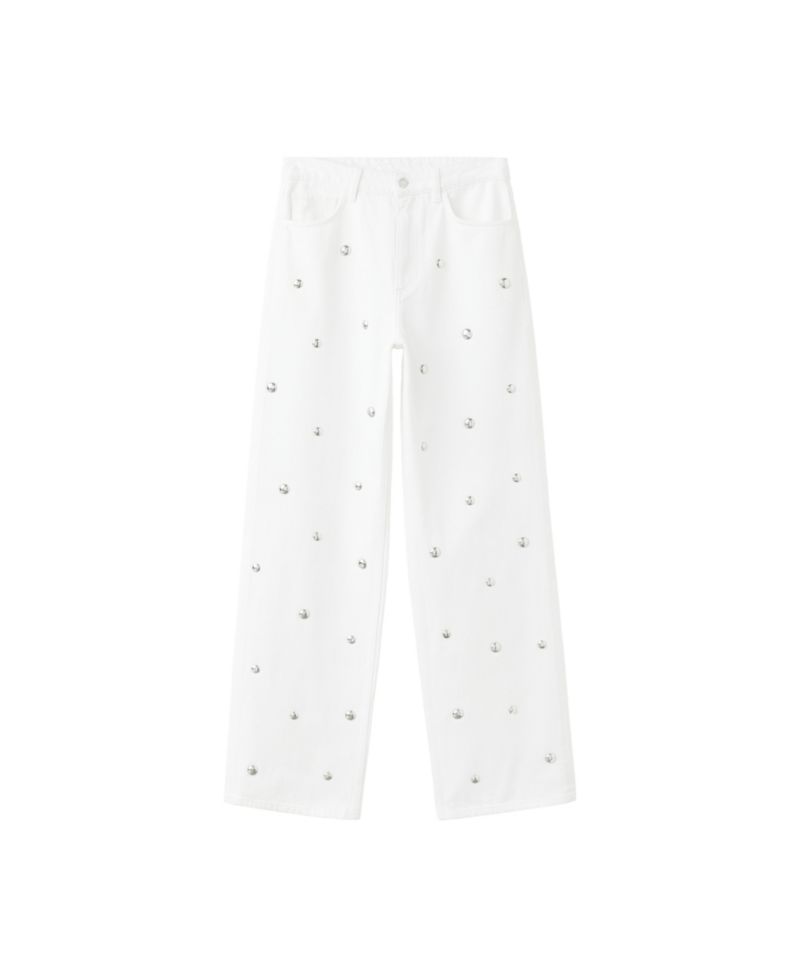 Women's Wide-Leg Studded Jeans