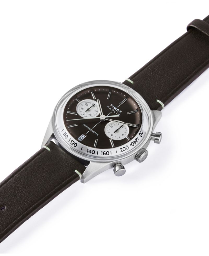 Men's Chronograph Brown Leather Watch, 40mm