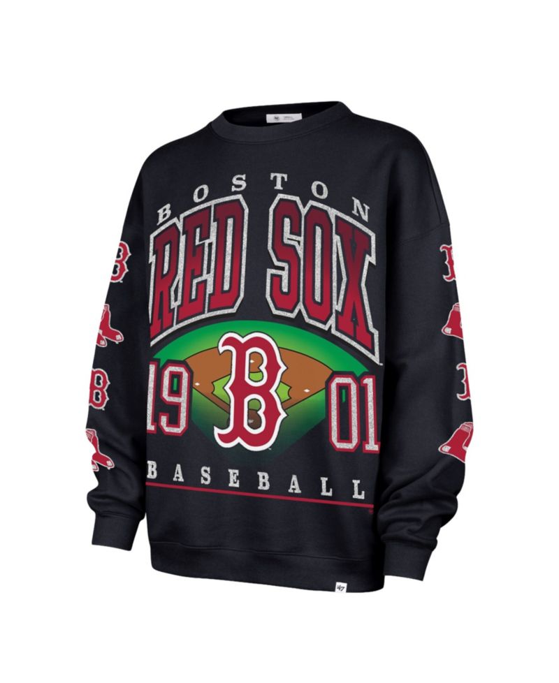Women's Black Boston Red Sox Trendy Team Go Big Oversized Sweatshirt